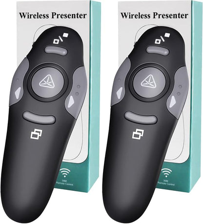 (2 Units) Wireless Presentation Clicker for PowerPoint, Wireless Presenter Remote with Laser Pointer Slide Clickers for Mac/Windows/Linux, Computer/Laptop, Google Slide/PPT/Keynote