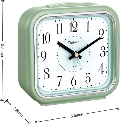 Tinload 5.5" Large Analog Alarm Clock Silent Non Ticking, Gentle Wake, Beep Sounds, Increasing Volume, Battery Operated Snooze and Manual Light, Easy Set