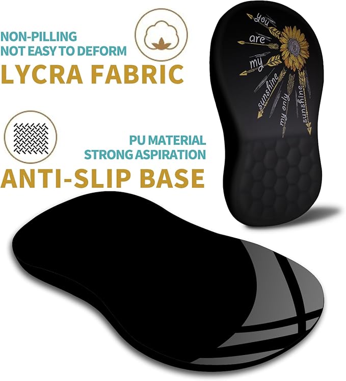 Hokafenle Ergonomic Mouse Pad Wrist Support with Massage Design, Wrist Rest Pain Relief Mousepad with Memory Foam&Non-Slip PU Base, Mouse Pads for Wireless Mouse & Desk (12x8 inch,Inspirational)