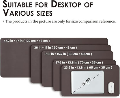 Leather Desk Mat - Small Non-Slip PU Desk Pad for Office and Home - Desk Organization and Accessories - Ideal for Large Mouse Pad and Small Desk Mats on Top of Desks (Coffee,23.6"x 13.8")