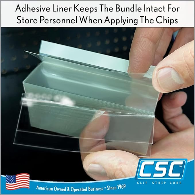 Price Data Channel Label Holder Chips, Clear Plastic Tags, 2.25" L x 1.25" H, 10 Mil Thick, Gondola Shelf Edge, Reusable, Made for Point of Purchase Shelf Molding by Clip Strip Corp.