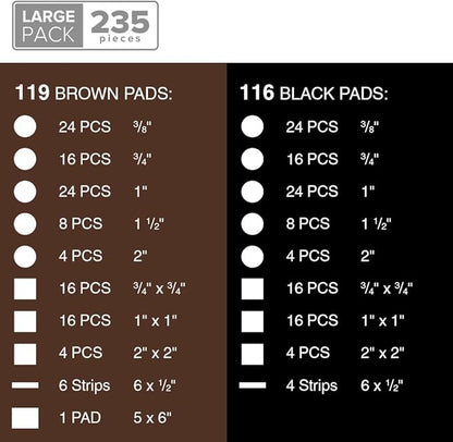 235 pcs Felt Furniture Pads Brown & Black X-Protector! Huge Quantity of Furniture Pads for Hardwood Floors – Your Ideal Wood Floor Protectors for Furniture. Protect Any Type of Hard Floor!