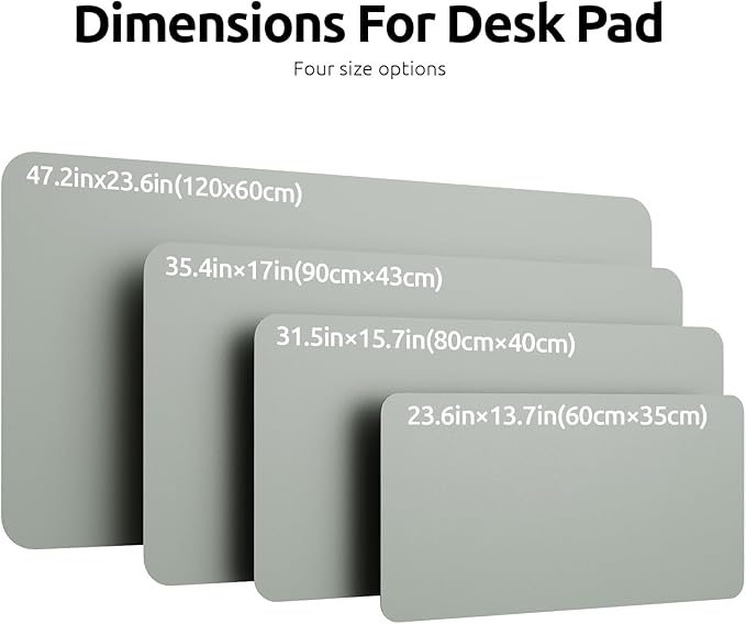 YSAGi Leather Desk Protector, Office Mat, Large Mouse Mat, Non-Slip PU Leather Blotter, Laptop Pad, Waterproof Writing Pad for Office and Home (Grayish Green, 35.4" x 17")