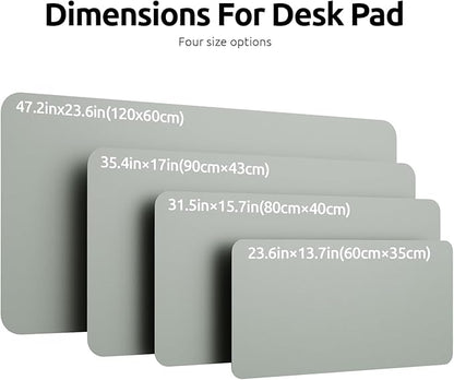 YSAGi Leather Desk Protector, Office Mat, Large Mouse Mat, Non-Slip PU Leather Blotter, Laptop Pad, Waterproof Writing Pad for Office and Home (Grayish Green, 35.4" x 17")