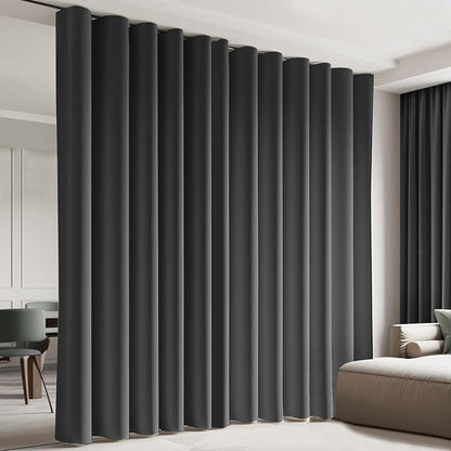 Cbsroro Room Divider Blackout Curtain Track Curtains Wall Dividers Panels Screen for Living Rooms Bedroom Office Privacy Partition Separation, W180 × L84 Inch,1 Panel, Black