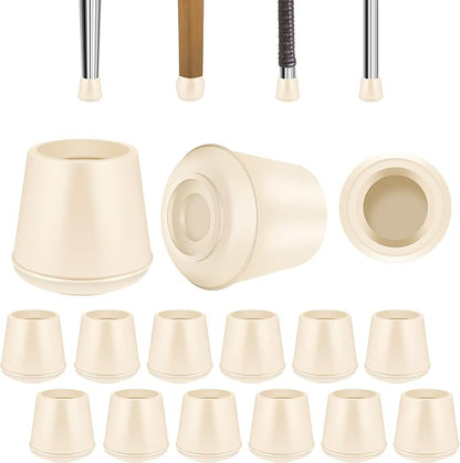 1/2" Round Rubber Chair Leg Tips Caps, Chair Leg Floor Protectors, Non-Slip Chair Leg Caps, Stool Leg Protectors Cap, Folding Metal Chair Leg Tip Replacement (White, 16 Pack)