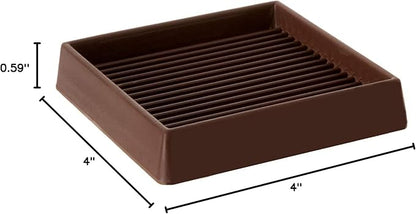 VOCOMO 4X4 Rubber Caster Cups, Non Slip Furniture Pads, Anti-Slip Gripper, Anti Skid Furniture Feet, Anti Slide Floor Protector for Bed Couch Stoppers - 8 Pack, Brown