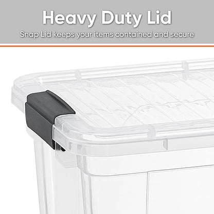 Superio Clear Storage Boxes with Lids, 49 Quart Plastic Container Bins for Organizing, Stackable Crates, BPA Free, Non Toxic, Odor Free, Organizers for Home, Office and Dorm, 4 Pack