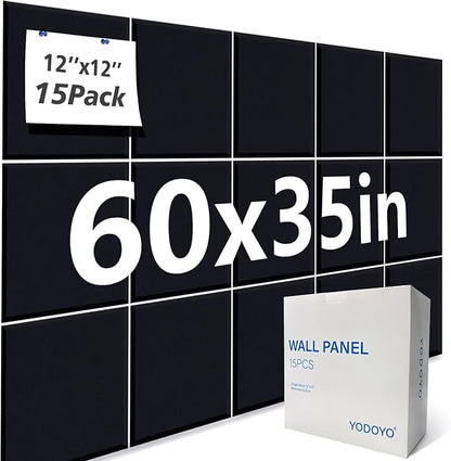 Large Cork Bulletin Board Alternative for Office60 x 35" - 15 Pack Felt Bulletin Boards Dart Wall Protectors 70 Pcs Safe RemovableAdhesive Tabs Pcs for Office Wall, School, Home Decor, Black