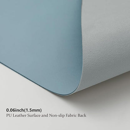 Leather Desk Mat - Non-Slip PU Desk Pad for Office and Home - Desk Organization and Accessories - Ideal for Large Mouse Pad and Desk Mats on Top of Desks (Light Blue,31.5"x 15.7")