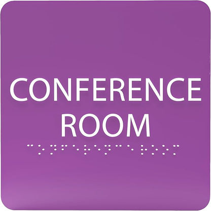 ADA CENTRAL SIGNS - 6" X6" Conference Room Sign- ADA Compliant Tactile Graphics Grade 2 Braille Text Acrylic Wall Signs - Authorized Personnel Only, Meeting Privacy Door Sign for Schools, and Offices