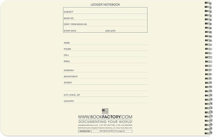 BookFactory Accounting Ledger Notebook/Large 3 Column Accounting Ledger Columnar (Three Columns) Log Book - 17'' x 11'', 100 Pages, Wire-O Landscape Format (Made in USA)