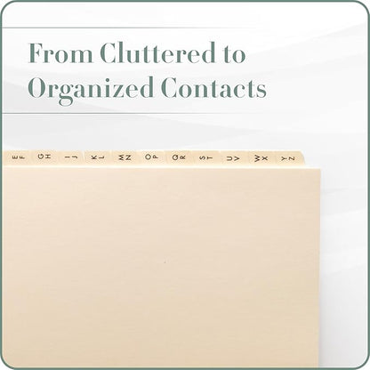 Gallery Leather A-Z Dividers for 3 Ring Binder - Binder and Address Book Alphabet Letter Tabs for Smooth Contact Organization