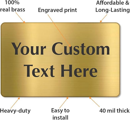 SmartSign Custom Brass Sign - 5" x 8", 40 mil REAL Bugle Brass Metal, Personalized Name Door Sign, Heavy-Duty Premium Engraved Door/Wall Mount Plaque for Business/Office, Gold and Black