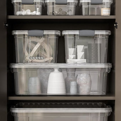 Superio Storage Bins with Lids- 2 Pack, 6.6 Qt Clear Boxes for Organizing, Stackable Plastic Containers- BPA Free, Non-Toxic, Odor Free, Organizer for Home, Office, Dorm