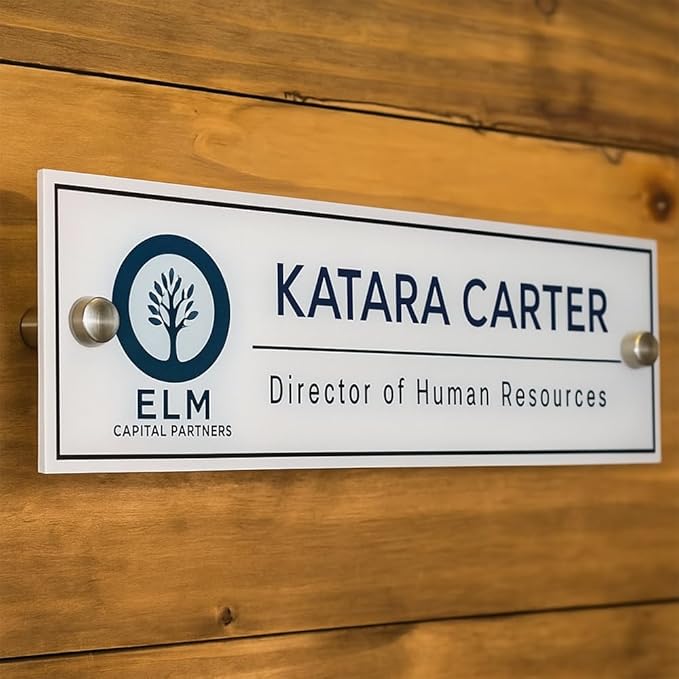 Personalized Office Door Sign, Custom Acrylic Name Plate with Title, Professional Wall Plaque for Business, Home Office, or Desk – Modern Design, Name Plate - 8x2 Executive CEO Sign, New Job Décor 3