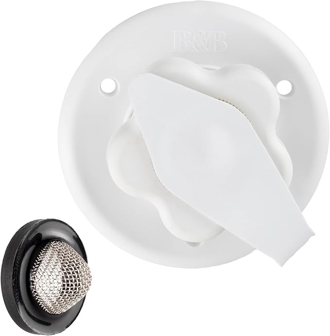RecPro RV White City Water Fill Inlet Flange Brass with Check Valve | Made in America (No Hose Elbow)