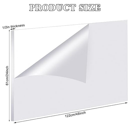 Roowest 2 Pcs 24 x 48 Inch, 1/2 Inch Thick Clear Acrylic Sheets Plastic Panels Sheets Cut to Size Cast Acrylic Board Panel with Protective Film for Craft DIY Projects Display Sign Frame