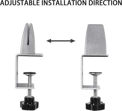 Heavy Duty Sneeze Guard Clamp For 0.1" to 1" Thick Panel,Desk Partition Support Clamps,Adjustable Aluminum Desktop Divider Holder,Easy to Install Desk Privacy Panel Clips, 4 Pack,Silver
