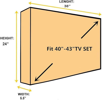 BroilPro Accessories Outdoor 40"-43" TV Set Cover,Scratch Resistant Liner Protect LED Screen Best-Compatible with Standard Mounts and Stands (Black)