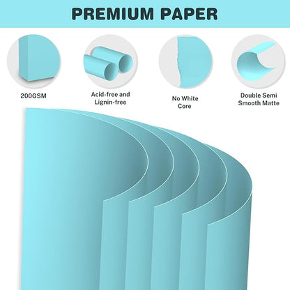 Cardstock 8.5 X 11, 40 Sheets Light Blue Card Stock, 75lb/ 200gsm Copy Paper, Cardstock Printer Paper For Art, Drawing, Invitations, DIY Cards, Watercolor, Craft, Construction, School & Office Supplie