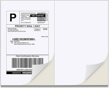 Half Sheet Laser/Ink Jet Shipping Labels UPS FedEx Address Labels (4000 Sheets, 8000 Labels)