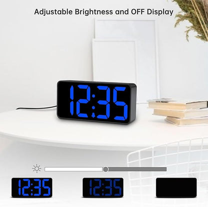 DreamSky Small Digital Alarm Clock for Bedroom, Large Big Numbers Display with Brightness Dimmer, Electric Bedside Desk Clock with USB Charging Port, Adjustable Alarm Volume, USB-C Adapter Powered