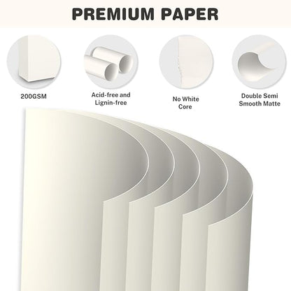 Cream Cardstock 8.5 X 11, 40 Sheets Card Stock, 75lb/ 200gsm Copy Paper, Cardstock Printer Paper For Art, Drawing, Invitations, DIY Cards, Craft, Construction, School & Office Supplies