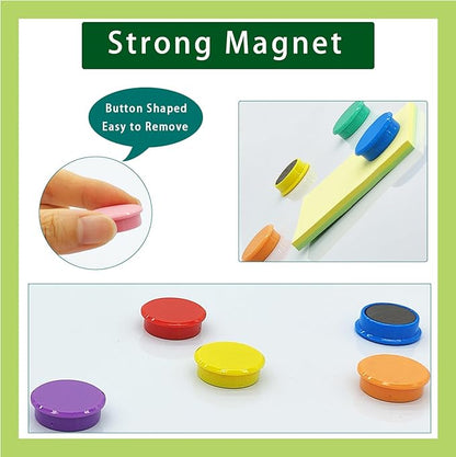 PYJLBX Fridge Magnets, 50 Pack Strong Refrigerator Magnets, Colorful Cute Mini Round Magnets for Whiteboard, 10 Colors Heavy Duty Small Magnet for Fridge Office Locker Crafts Classroom Dry Erase Board