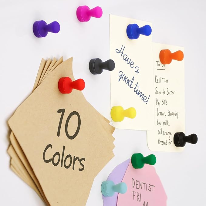 SMART&COOL Silicone Anti Scratch Push Pin Refrigerator Magnets, Thumbtack Magnets for Fridge, Dry Erase Board, Whiteboard, Office, Classroom, School (40 Pack, Multi)