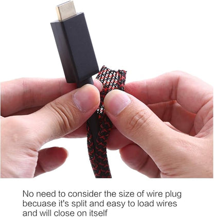 Alex Tech 25ft - 1/4 inch Cord Protector Wire Loom Tubing Cable Sleeve Split Sleeving For USB Cable Power Cord Audio Video Cable – Protect Cat From Chewing Cords - Blackred