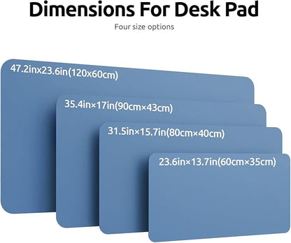 YSAGi Leather Desk Protector, Office Mat, Large Mouse Mat, Non-Slip PU Leather Blotter, Laptop Desk Pad, Waterproof Writing Pad for Office and Home (Sea Blue, 23.6" x 13.8")