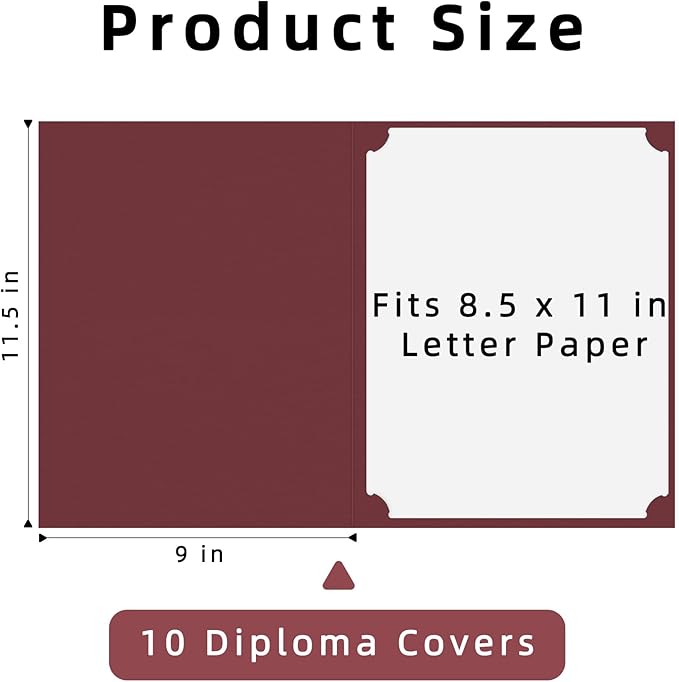 HAUTOCO 10 Packs Certificate Holders, Burgundy Diploma Holders, Document Award Covers Certificate Folders with Gold Foil Border for 8.5x11 Letter Size