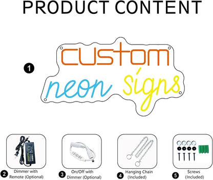 OBTAIN Custom Neon Signs, Neon Sign Customizable for Wall Decor, Personalized Neon Sign for Wedding Birthday Party Gift Party Bar Game Room Home Business Shop Name Logo Neon Sign
