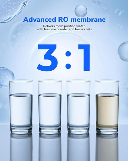Ecoviva RO800G Tankless 9-Stage Commercial Reverse Osmosis Water Filtration System, NSF/ANSI 58, 800GPD German Design 3:1 Pure to Drain,10 Years Fully Sealed Solid & Reliable, Alkaline PH+