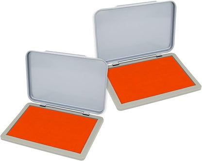 2 Pack Metal Case Stamp Pad Medium Size, Orange Color - Size: 3" x 4" - Choose from 15 Ink Colors