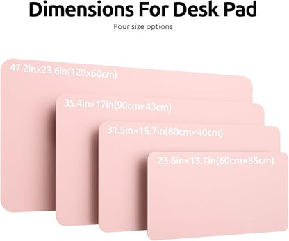 YSAGi Leather Desk Protector, Office Mat, Large Mouse Mat, Non-Slip PU Leather Blotter, Laptop Pad, Waterproof Writing Pad for Office and Home (Light Pink, 23.6" x 13.8")
