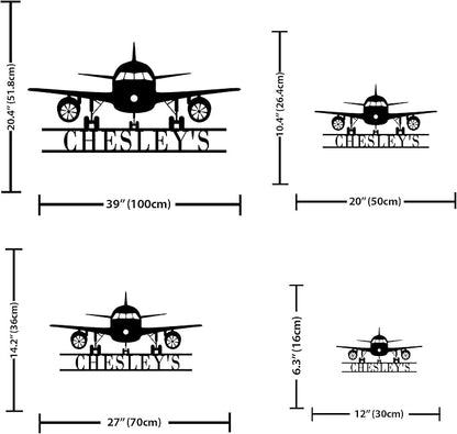 Personalized Metal Airplane Wall Art, Airplane Name Sign, Customized Pilot Name Sign, Airplane Hangar Sign Decor, Aviation Home Office Decor, Large Outdoor Decor, Pilot Gifts, Aircraft Lovers Gift
