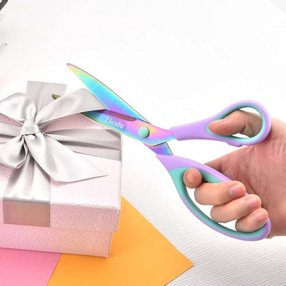 Zicolu Craft Scissors Set of 3 pack, Sharp Rainbow Titanium Coating All Purpose Scissors, Ergonomic Semi-Soft Rubber Grip, Suitable for School, Office and Household Use, 9.2''/8.5''/5.6"