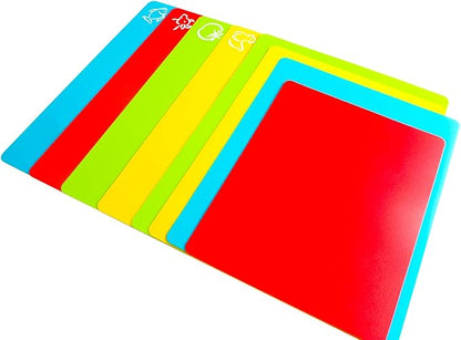 Flexible Cutting Board mats, Plastic Cutting Boards for Kitchen Cooking, Cutting board sheets for Meat and Vegetables, Dishwasher Safe Set of 8 Pcs