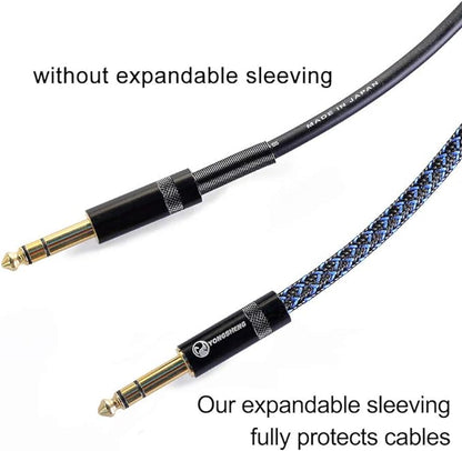 25ft - 1/4 inch PET Expandable Braided Sleeving – BlackBlue – Alex Tech Braided Cable Sleeve