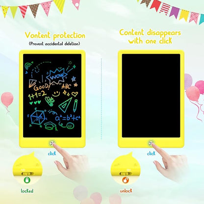 BUKEBU LCD Writing Tablet Doodle Board,12.5 inch Colorful Drawing Pad,Electronic Drawing Tablet, Drawing Pads,Travel Gifts for Kids Ages 3 4 5 6 7 8 Year Old Girls Boys (Yellow)