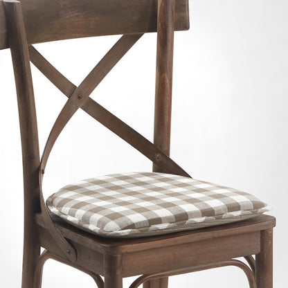 Klear Vu The Gripper Non-Slip Linen Check Dining Kitchen Chair Pads, 15" x 16" x 2", Set of 8, Liza Check Taupe