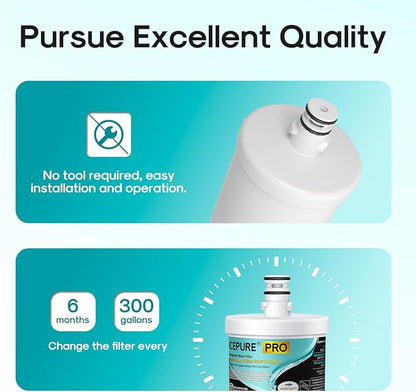ICEPURE PRO 5231JA2002A NSF401&473&53&42 Certified Refrigerator Water Filter Replacement for LG LT500P, GEN11042FR-08, ADQ72910911, ADQ72910901, ADQ72910907, Kenmore 9890, 469890, LFX25974ST, 2PACK