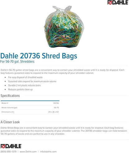 Dahle 20736 Shred Bags w/Gusseted Sides for Maximum Capacity, for Dahle 56-70 gal. Shredders (Pack of 100)