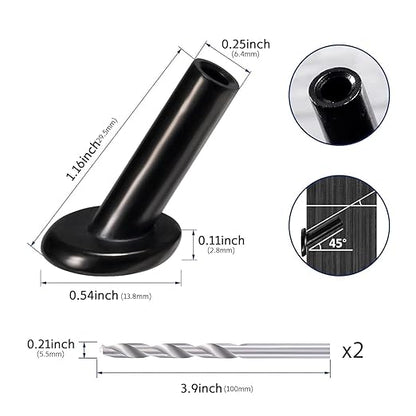 RiaYer 20 Pack 45 Degree Angle Protective Sleeves, Black Cable Railing Corner Protector Sleeve Beveled for 1/8" Wire Rope, T316 Marine Grade Cable Railing Kit with Two Drill Bit for Wood Posts HF039B
