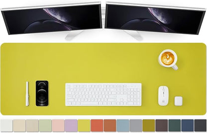 Large Desk Mat - 47.2"x 17" Non-Slip PU Desk Pad for Office and Home - Ideal for Large Mouse Pad and Desk Mats on Top of Desks(Lemon Yellow)
