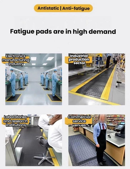 20mm Thick Anti-Fatigue Floor Mat, Cushioned Beveled Edge Design, Static-Safe Standing Pad for Workshops & Labs, Yellow-Green, 190x100 cm - Comfort & Safety,Yellow-Green,190x100 cm
