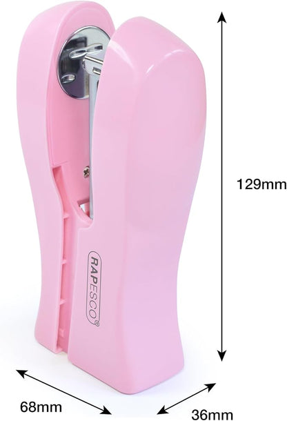 Rapesco 1378 Stand Up/Space-Saving Stapler, 20 Sheet Capacity, Candy Pink