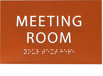ADA CENTRAL SIGNS - 6" X4" Meeting Room Sign - ADA Compliant Tactile Graphics Grade 2 Braille Text Acrylic Wall Sign | Privacy, Interview, Room Name Sign for Schools, Hospitals, Offices, & Apartments